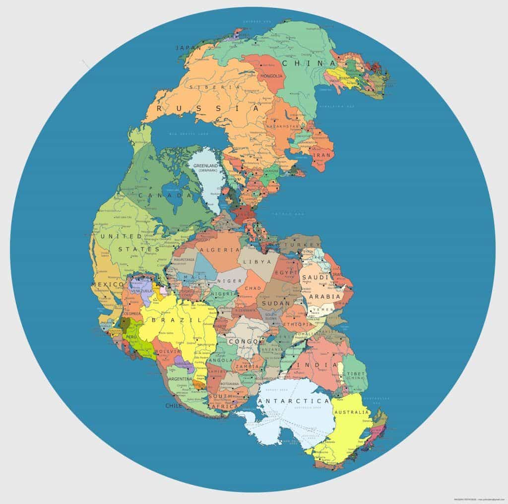El globo terráqueo de Pangea con sus fronteras actuales - Geografía Infinita El globo terráqueo de Pangea con sus fronteras actuales - Geografía Infinita