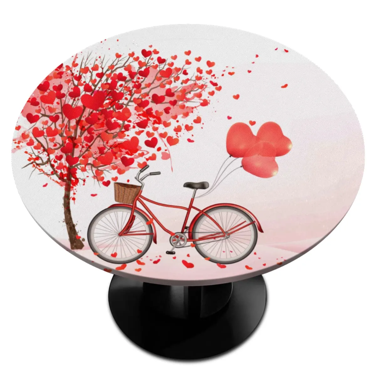 Globos de bicicleta con forma de corazón para el día de San Valentín (4) manteles redondos Globos de bicicleta con forma de corazón para el día de San Valentín (4) manteles redondos