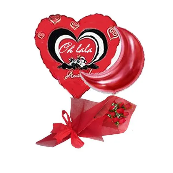 2 Globos Gigantes y Ramo de Rosas Rojas | Regalos para Enamorados ...