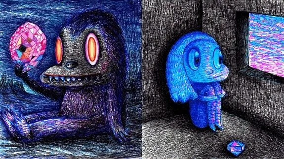 Dibujos a mano estereoscópicos animados por GIF que dan cosica Dibujos a mano estereoscópicos animados por GIF que dan cosica