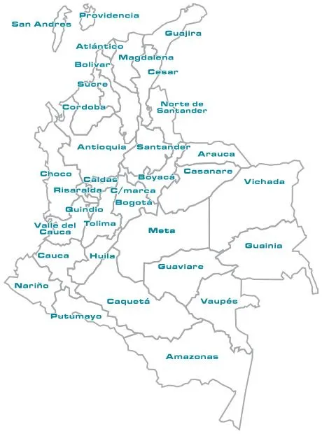 Mapa de colombia con los departamentos - Imagui Mapa de colombia con los departamentos - Imagui