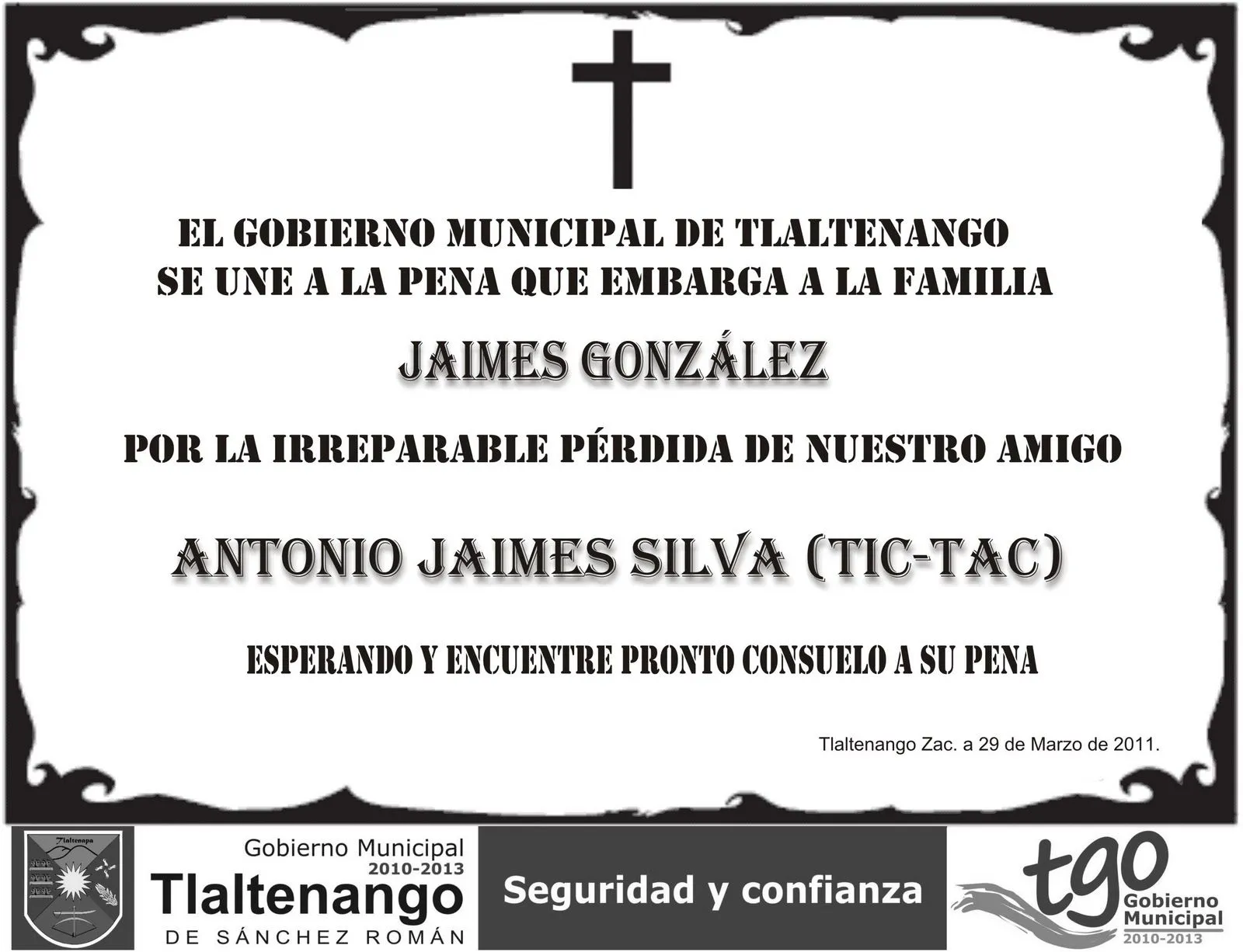 Gobierno Municipal de Tlaltenango sept2010- dic2011: marzo 2011 Gobierno Municipal de Tlaltenango sept2010- dic2011: marzo 2011