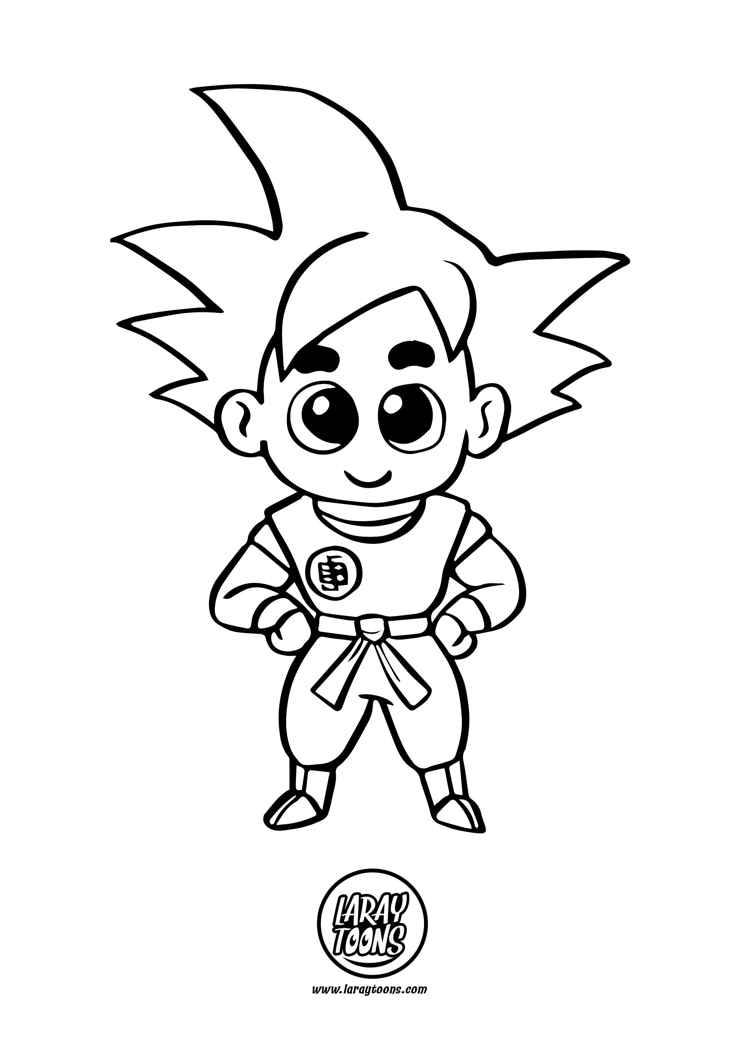 Goku Chibi para Colorear - Dibujando con LarayToons Goku Chibi para Colorear - Dibujando con LarayToons