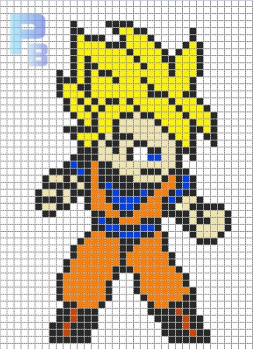 Goku DBZ perler pattern - Patrones Beads / Plantillas para Hama ...