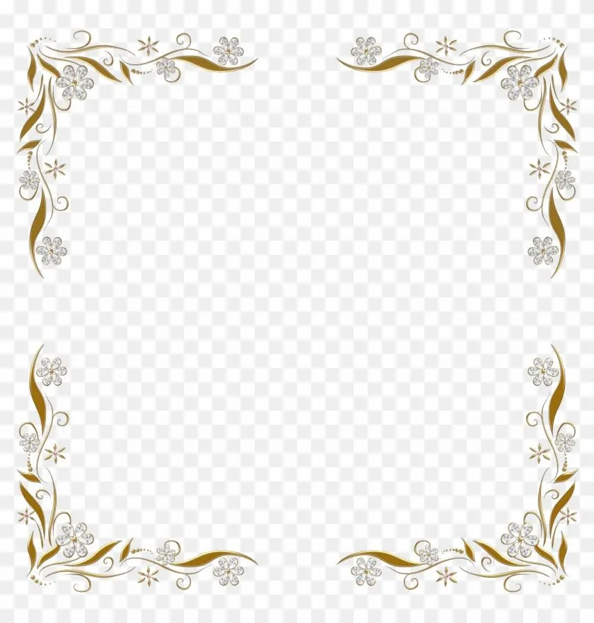 Golden Floral Corners 2 (800×800) - Marco Para Invitaciones De Graduacion -  Free Transparent PNG Clipart Images Download