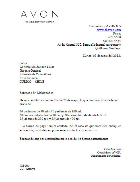 Carta de pedido - Imagui
