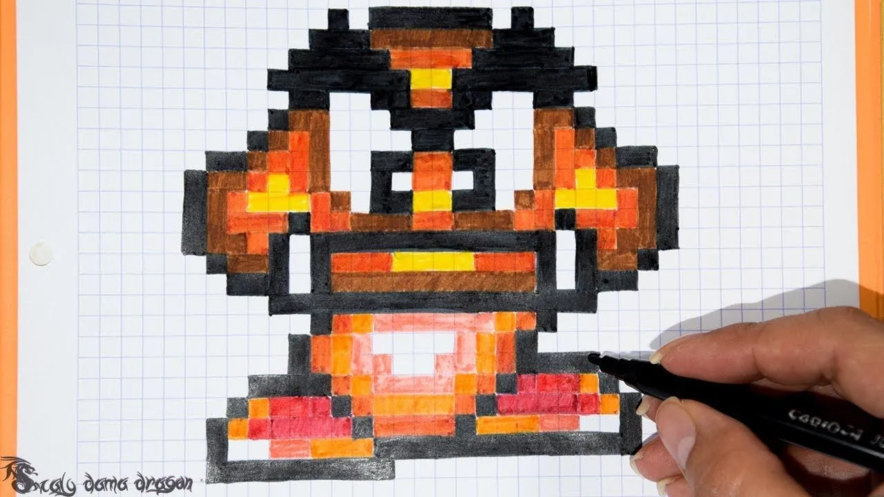 Goombas de Mario bros pixel art / cuadricula - YouTube Goombas de Mario bros pixel art / cuadricula - YouTube