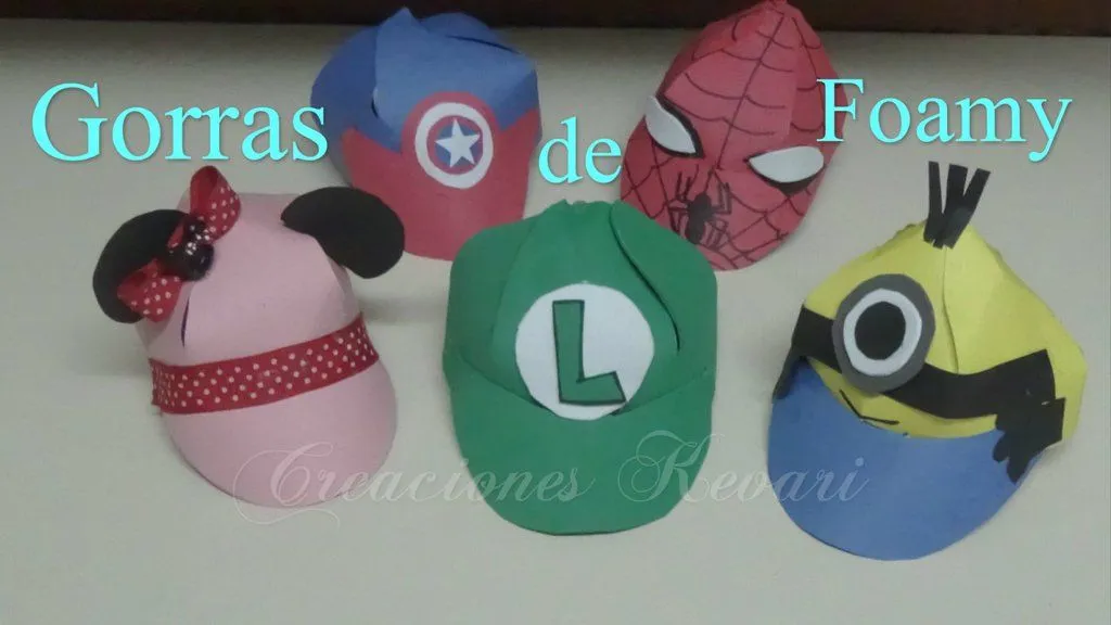 Gorras de foamy con moldes (Muy Fácil) | Manualidades Gorras de foamy con moldes (Muy Fácil) | Manualidades