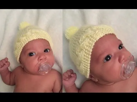 Gorrito con pretina de trenza para bebe (0 - 3 meses) - YouTube Gorrito con pretina de trenza para bebe (0 - 3 meses) - YouTube