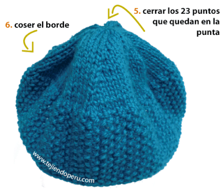 Gorro en dos agujas y crochet - Tejiendo Perú Gorro en dos agujas y crochet - Tejiendo Perú