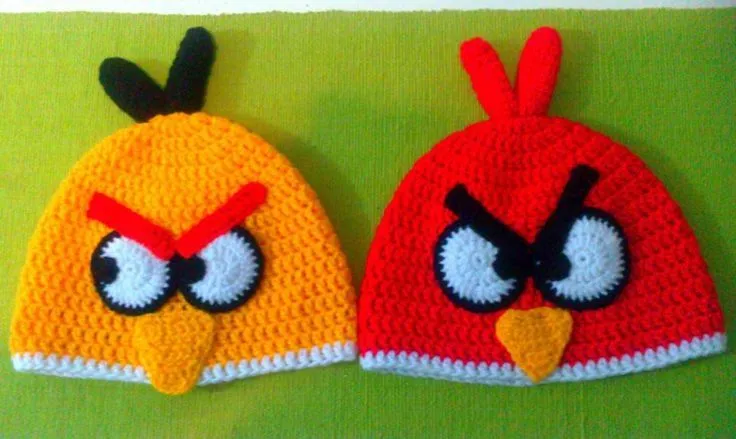 Gorro tejidos a crochet de Angry Birds - Imagui Gorro tejidos a crochet de Angry Birds - Imagui
