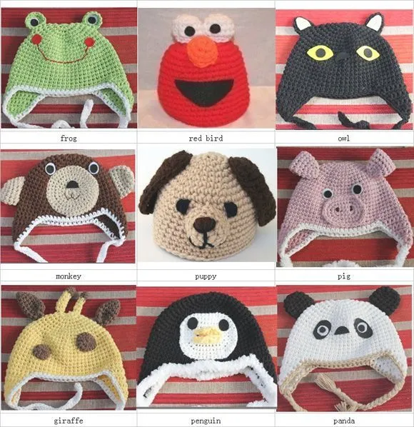 Gorros a crochet con formas de animales - Imagui