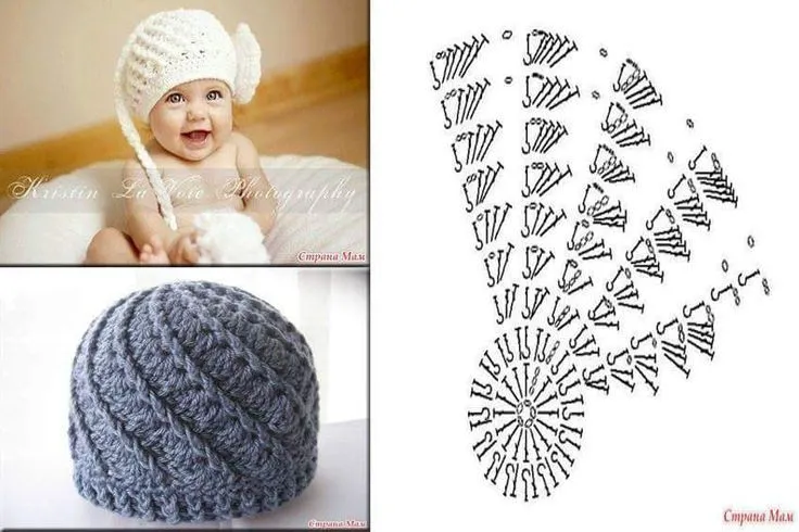 Gorro para bebe con diagrama | crochet scarf hat | Pinterest | Bebe