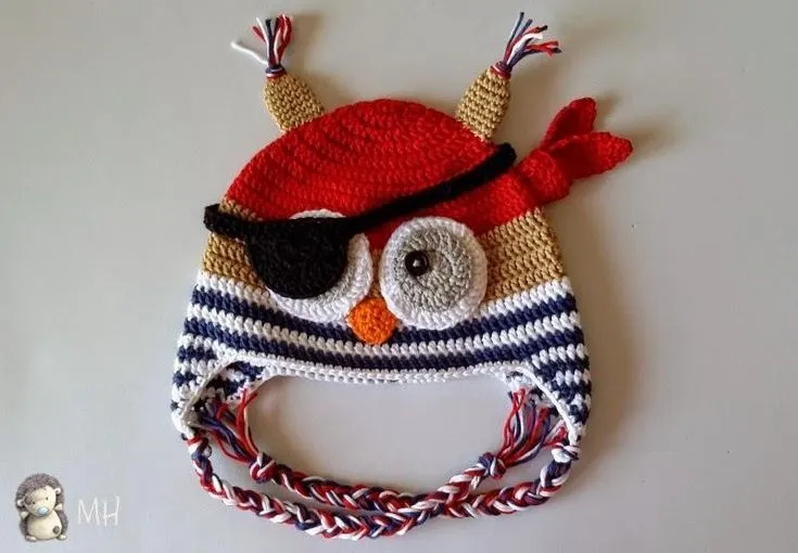 Gorro Búho Pirata A Crochet, Patrón Gratis | Aprender manualidades ... Gorro Búho Pirata A Crochet, Patrón Gratis | Aprender manualidades ...