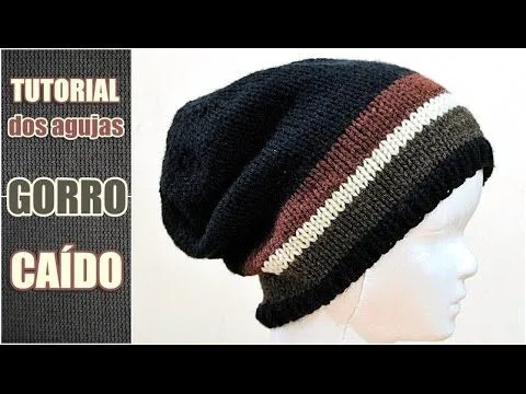 Gorro caído con dos agujas, punto jersey - Tutorial - YouTube Gorro caído con dos agujas, punto jersey - Tutorial - YouTube