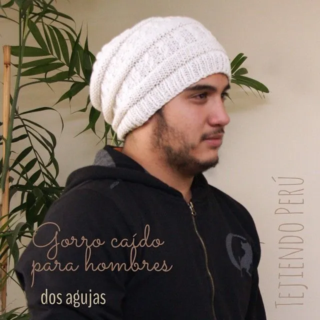 Gorro caído tejido en dos agujas o palitos para hombres! English ...