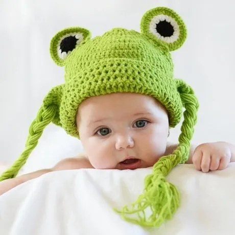 Gorro crochet rana con trenzas. Divertido gorro para bebé o recién ... Gorro crochet rana con trenzas. Divertido gorro para bebé o recién ...