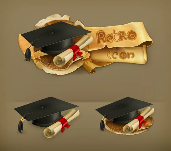 Gorro de graduación y diploma, icono de vector — Vector stock ... Gorro de graduación y diploma, icono de vector — Vector stock ...