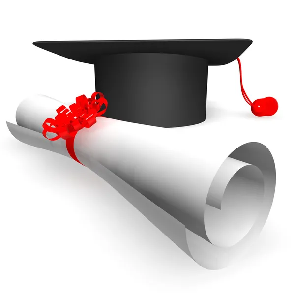 Gorro de graduación y pergamino en blanco backg — Foto stock ... Gorro de graduación y pergamino en blanco backg — Foto stock ...