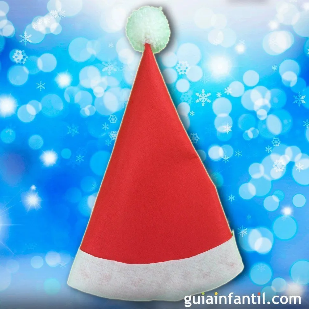 Gorro de Papá Noel con fieltro. Manualidades de Navidad para niños Gorro de Papá Noel con fieltro. Manualidades de Navidad para niños