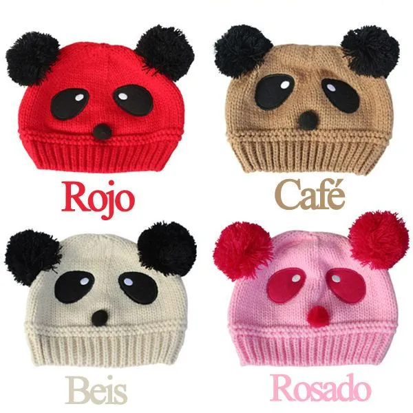 gorro de punto para bebé/ gorros tejidos animales panda de double ...