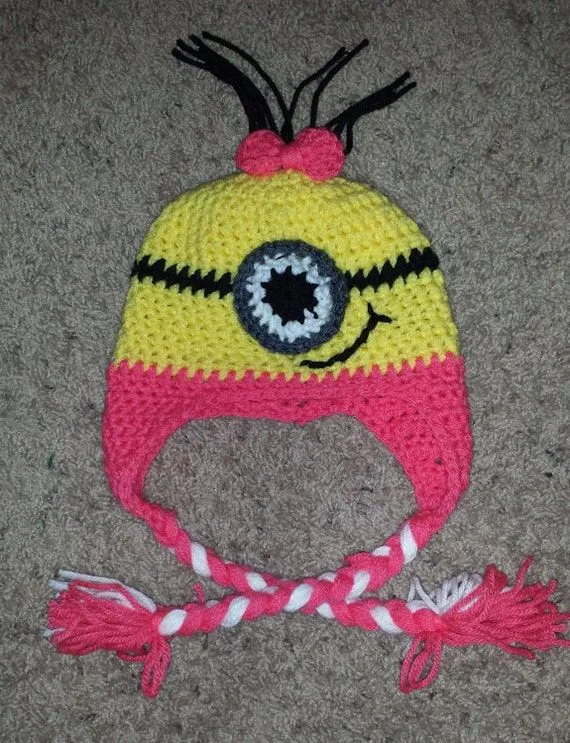 Gorro Rosado de los Minions para ninas por NataliesBurlapSack Gorro Rosado de los Minions para ninas por NataliesBurlapSack