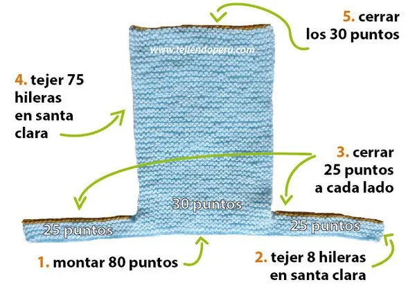Gorro tipo capucha de 3 piezas para bebe - Tejiendo Perú