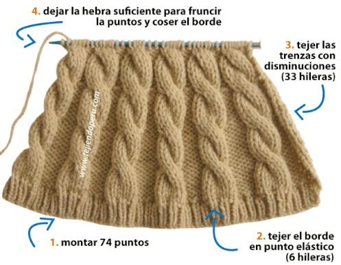 Gorro con trenzas 2 - Tejiendo Perú