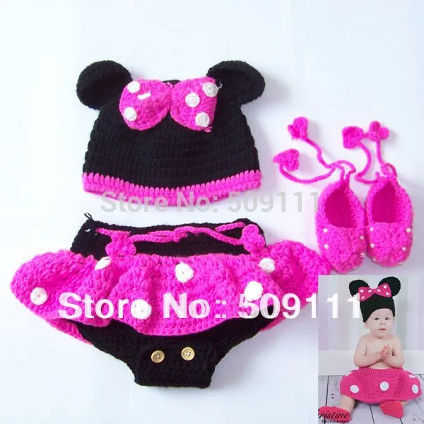 Traje de Minnie para bebé tejido - Imagui