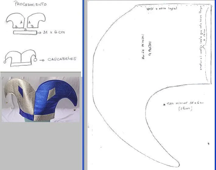 Moldes para hacer un gorro de arlequin - Imagui Moldes para hacer un gorro de arlequin - Imagui