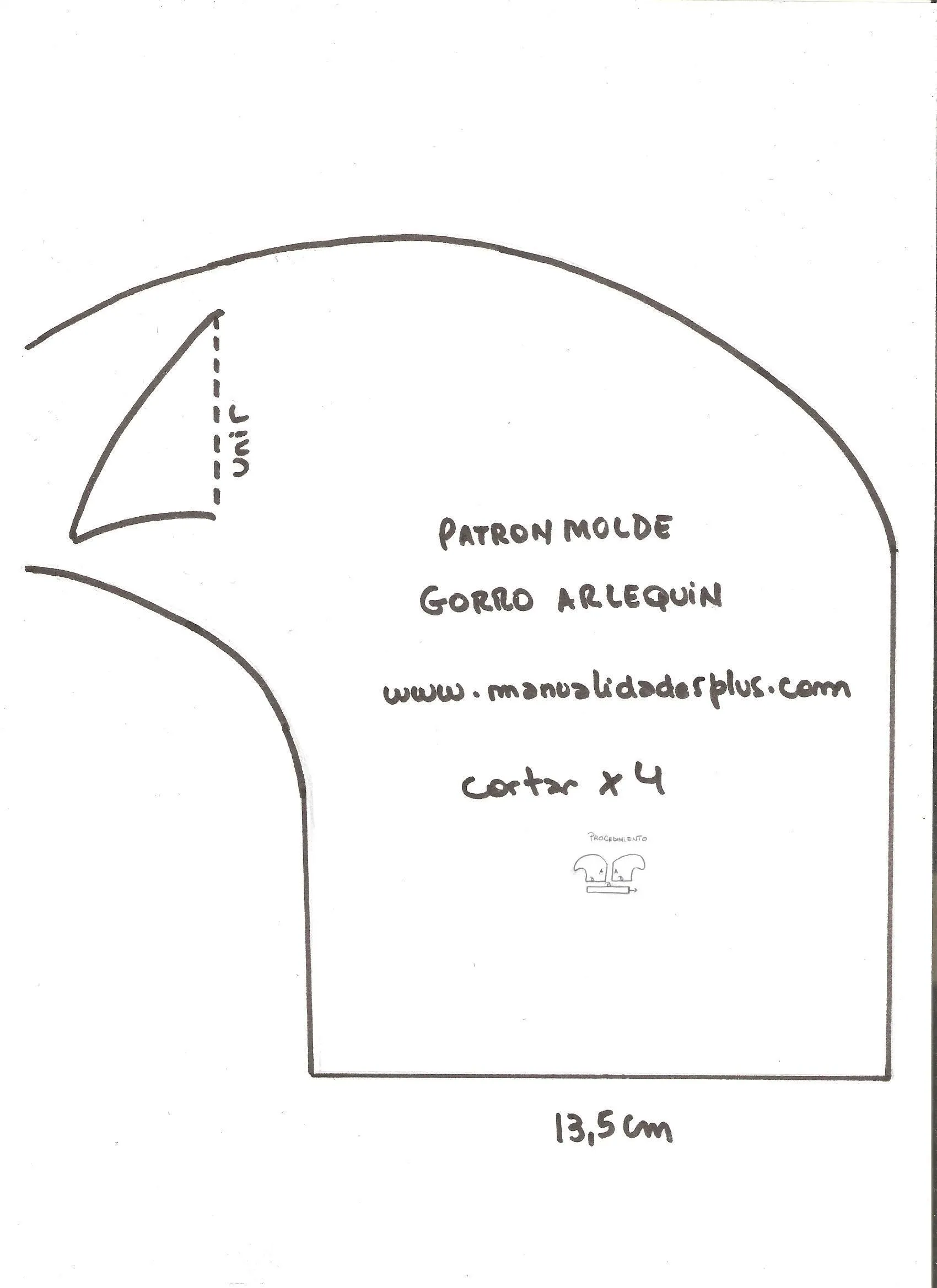 Gorros para Fiestas Patrones Moldes Arlequin