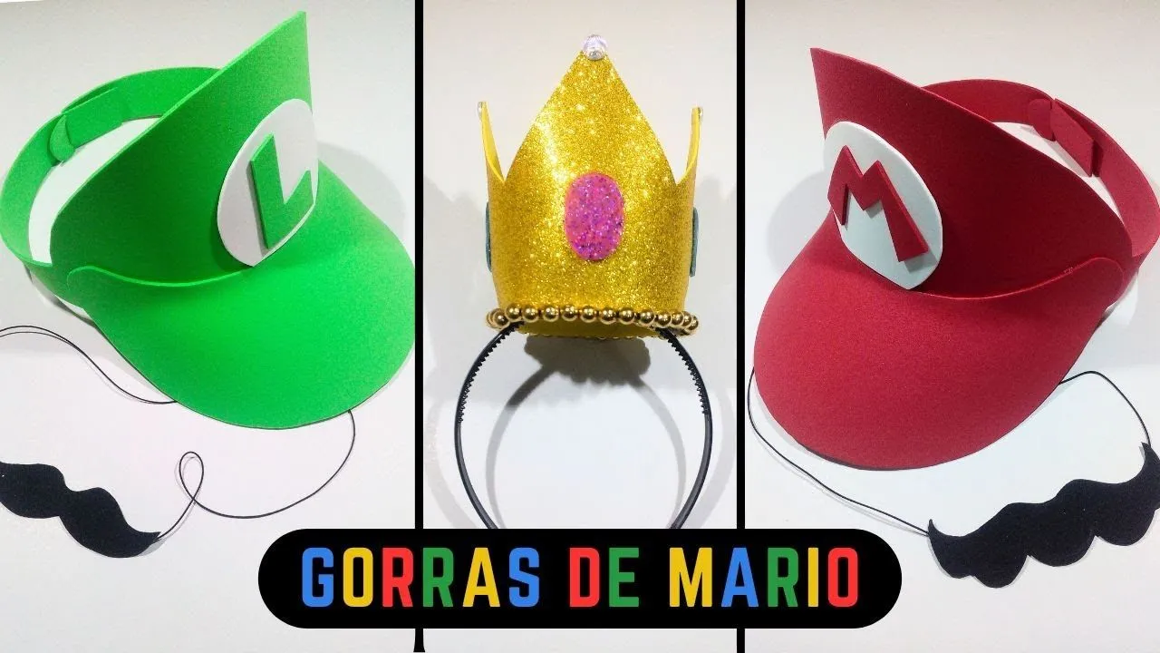 Gorros de Mario, Luigi y la princesa Peach -FÁCIL Y RÁPIDO- - YouTube