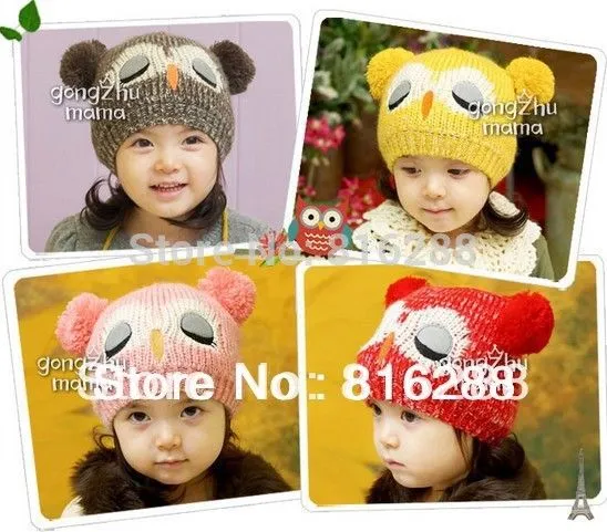 Gorros de niños dulce búho animales en forma de ganchillo invierno ...