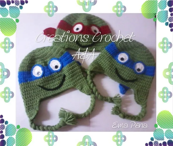 Gorros tejidos a crochet de las tortugas ninja | Tejido en croche ... Gorros tejidos a crochet de las tortugas ninja | Tejido en croche ...