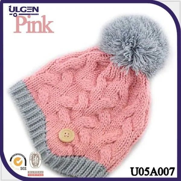 Gorros tejidos para niños con pom y botón gorros tejidos gorros ...