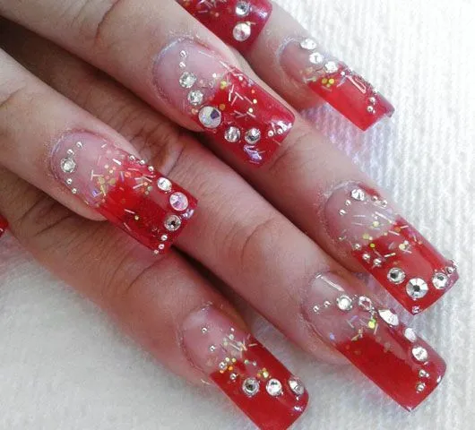 uñas decoradas con piedras... | Estilo Sinaloa/Buchona's Nails ...