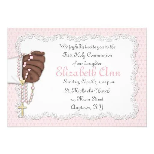 Gotas rosadas religiosas del rosario invitacion personal de Zazzle.