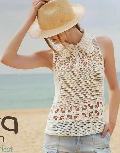 Grace y todo en Crochet: Short sleeve collared blouse .....Blusa ...