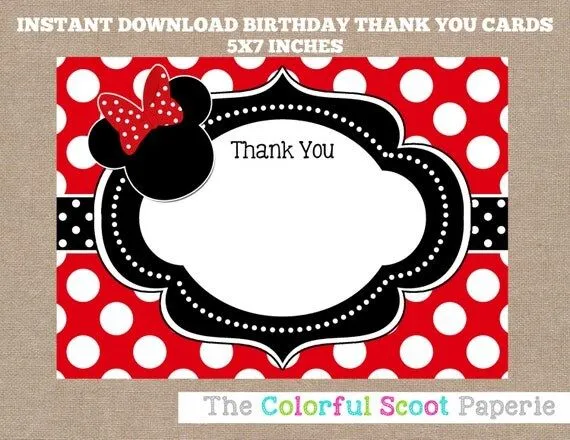 Gracias tarjeta de Minnie Mouse Disney Disney por TheColorfulScoot