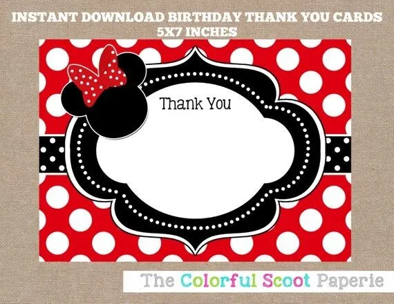 Gracias tarjeta de Minnie Mouse Disney Disney por TheColorfulScoot Gracias tarjeta de Minnie Mouse Disney Disney por TheColorfulScoot