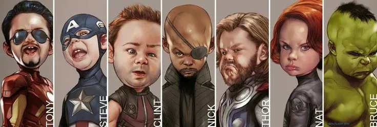 Graciosa caricatura de Los Vengadores con cara de bebe ... Graciosa caricatura de Los Vengadores con cara de bebe ...