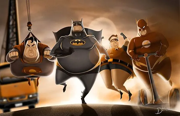 Graciosas ilustraciones de superheroes gordos por Carlos Dattoli
