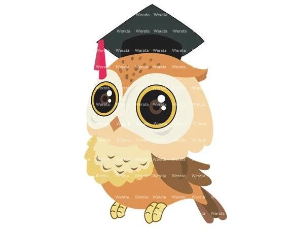 Graduación buho Clipart Clip Art búho graduación por Werata en Etsy