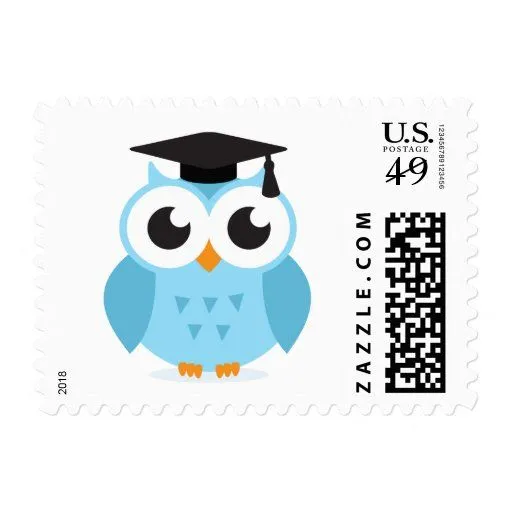 Graduado lindo del búho del dibujo animado con el sellos | Zazzle