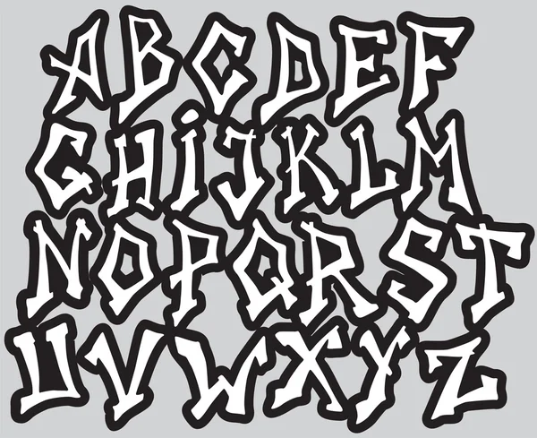 Graffiti font diferentes las letras del alfabeto. Vector — Vector ...