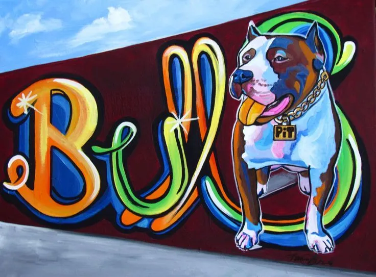 Graffiti Pit Bull Original 16x20 Graffiti Pit Bull acrylic pop art ...