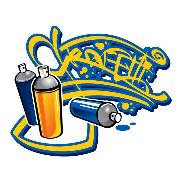 Graffiti Spray Cans brick wall street paint art — Stock Vector ...