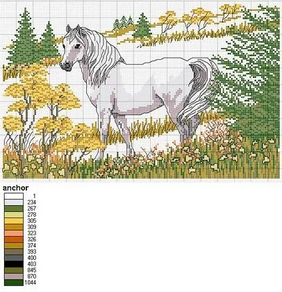 Patrones y esquemas gratis: Gráfico de un caballo en el prado Patrones y esquemas gratis: Gráfico de un caballo en el prado