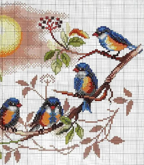 Pajaritos en punto cruz - Imagui
