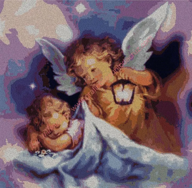 Gráfico a punto de cruz - Ángel de la guarda 54 x 41 cm Gráfico a punto de cruz - Ángel de la guarda 54 x 41 cm